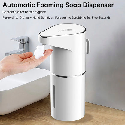 Automatic Foaming Soap Dispenser 11.84oz Wall Mount Touchless Auto Hand Soap Dispenser Rechargeable 3 Gear Foaming Adjustable Hand & Dish Soap Dispenser for Kitchen Bathroom Hotel