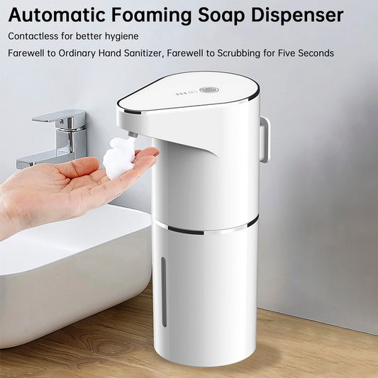 Automatic Foaming Soap Dispenser 11.84oz Wall Mount Touchless Auto Hand Soap Dispenser Rechargeable 3 Gear Foaming Adjustable Hand & Dish Soap Dispenser for Kitchen Bathroom Hotel