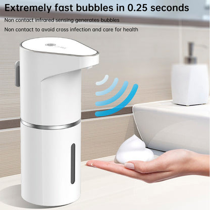 Automatic Foaming Soap Dispenser 11.84oz Wall Mount Touchless Auto Hand Soap Dispenser Rechargeable 3 Gear Foaming Adjustable Hand & Dish Soap Dispenser for Kitchen Bathroom Hotel