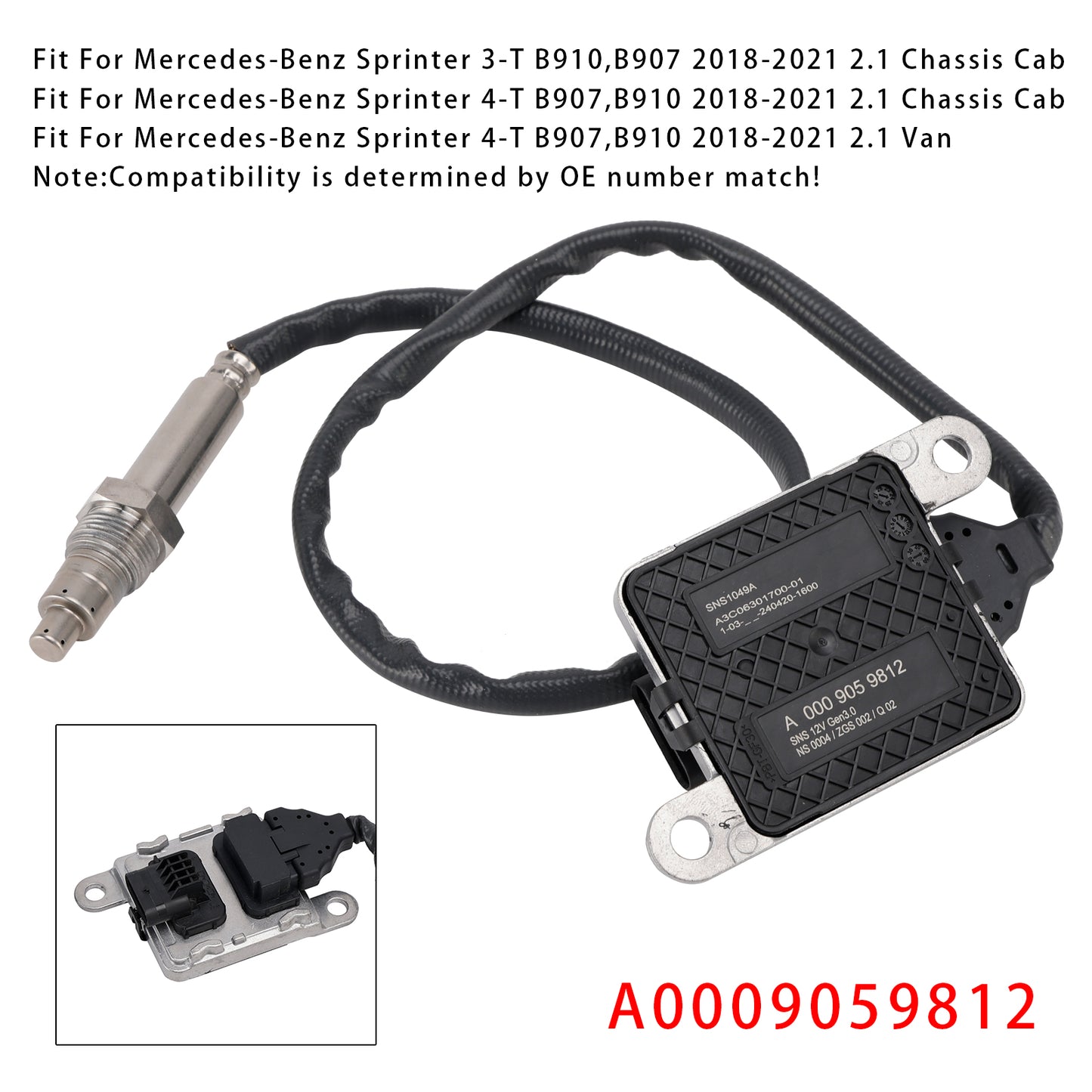 2018-2021 Mercedes-Benz Sprinter 3-T B910 2.1 Van A0009059812 Nox Nitrogen Oxide Sensor
