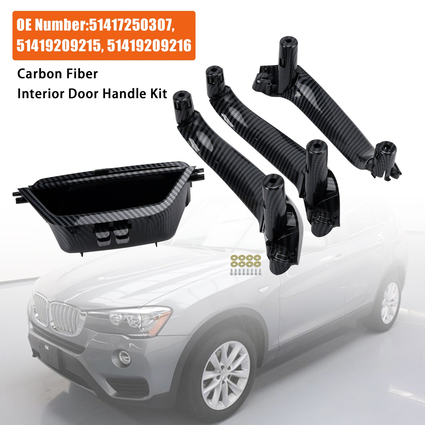 2014-2018 BMW X4 F26 xDrive 28 i 51417250307 Carbon Fiber Interior Door Handle Kit