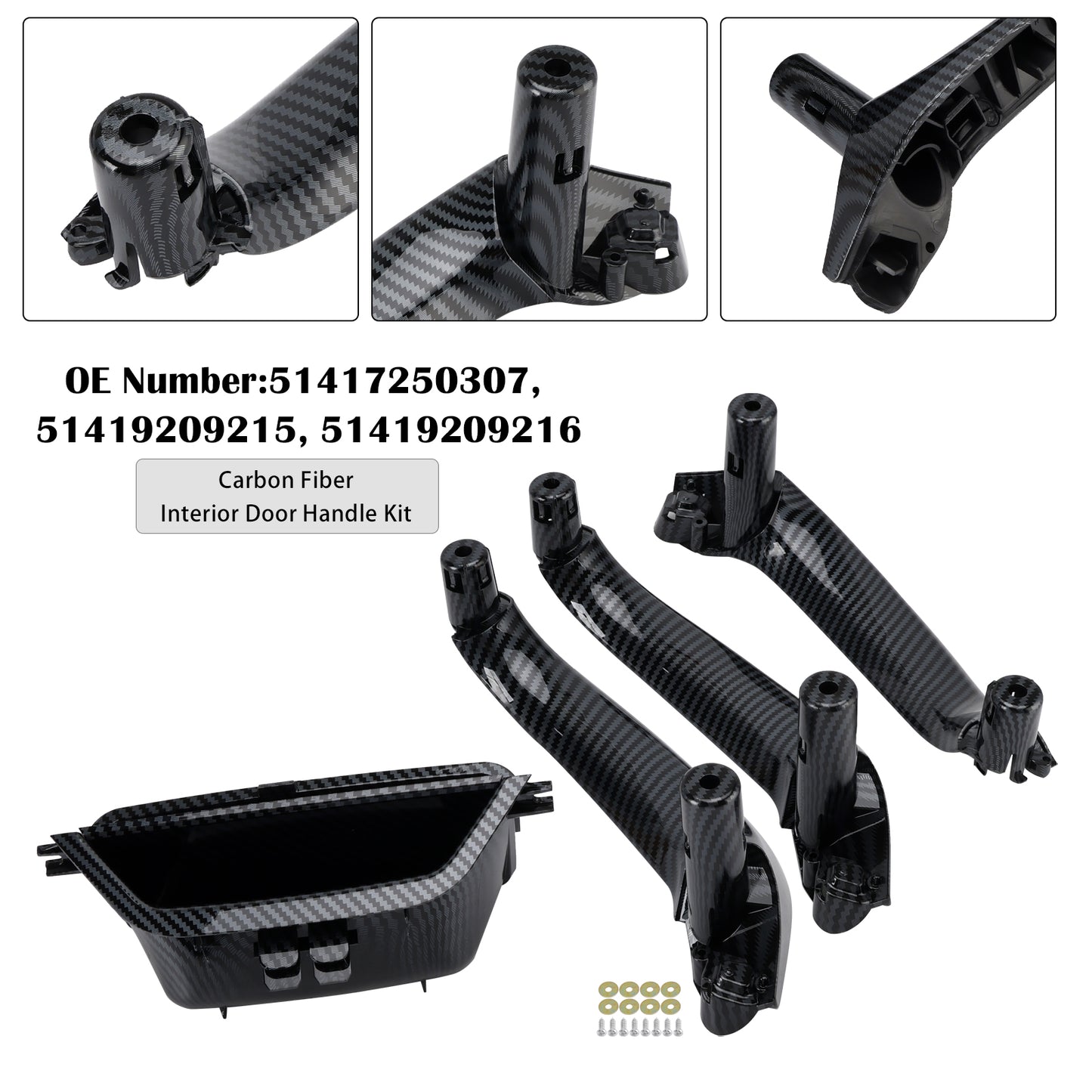 2014-2018 BMW X4 F26 xDrive 28 i 51417250307 Carbon Fiber Interior Door Handle Kit