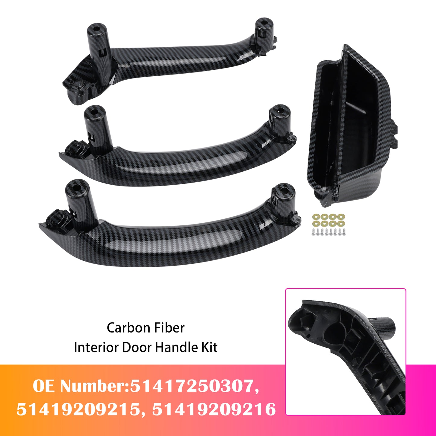 2014-2018 BMW X4 F26 xDrive 28 i 51417250307 Carbon Fiber Interior Door Handle Kit