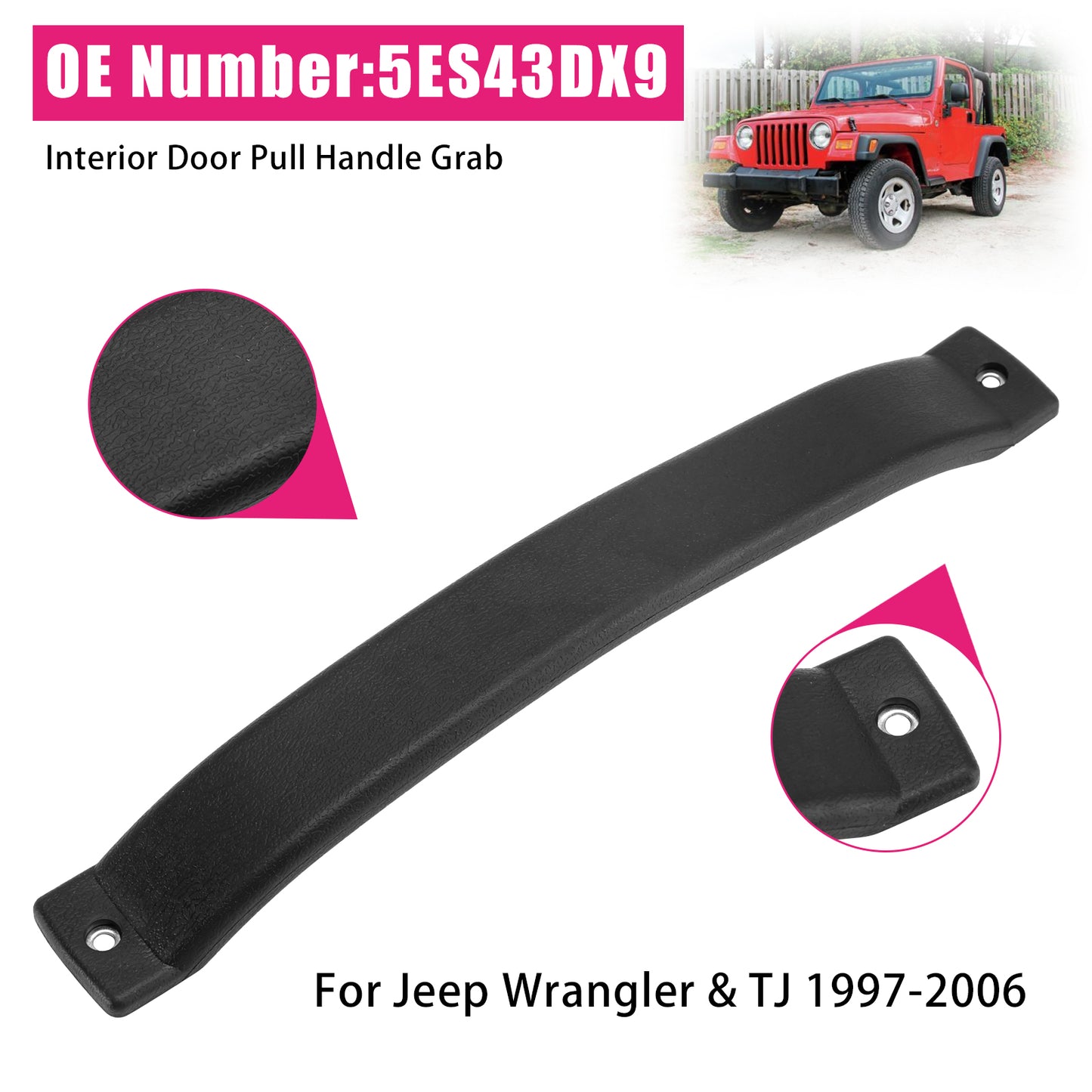Interior Door Pull Handle Grab 1997-2006 Jeep Wrangler & TJ 5ES43DX9