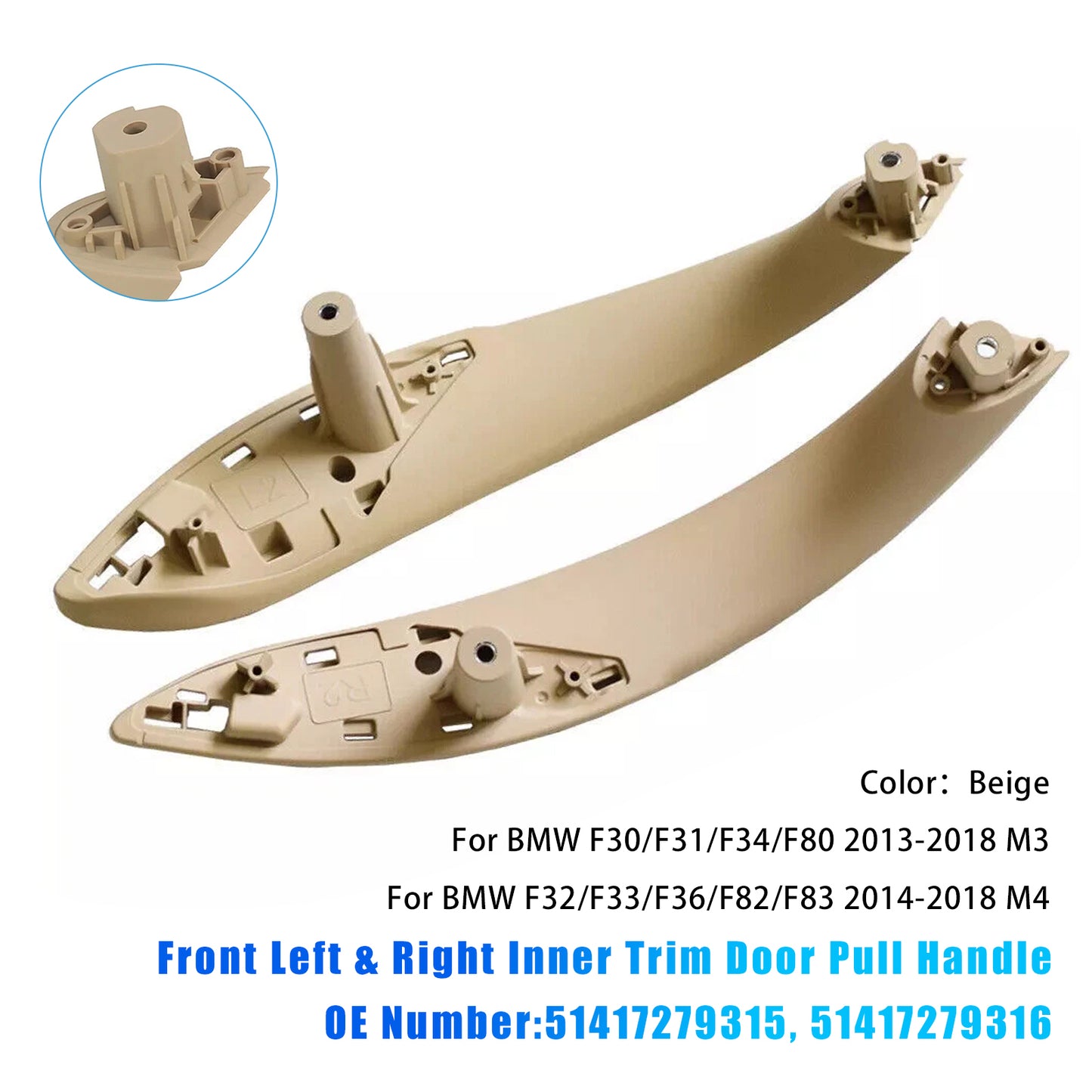 2014-2018 BMW F32 F33 F36 F82 F83 M4 51417279315 Front Left & Right Inner Trim Door Pull Handle
