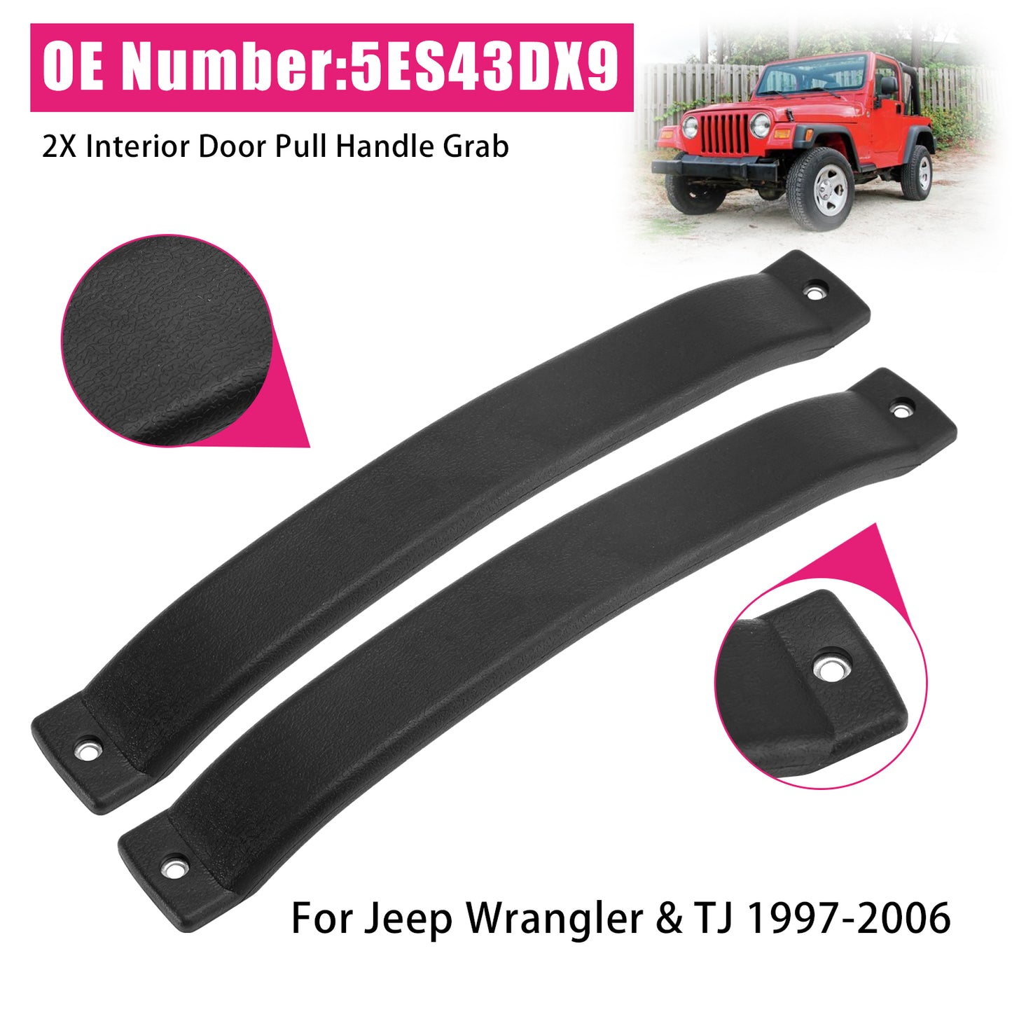 Interior Door Pull Handle Grab 1997-2006 Jeep Wrangler & TJ 5ES43DX9