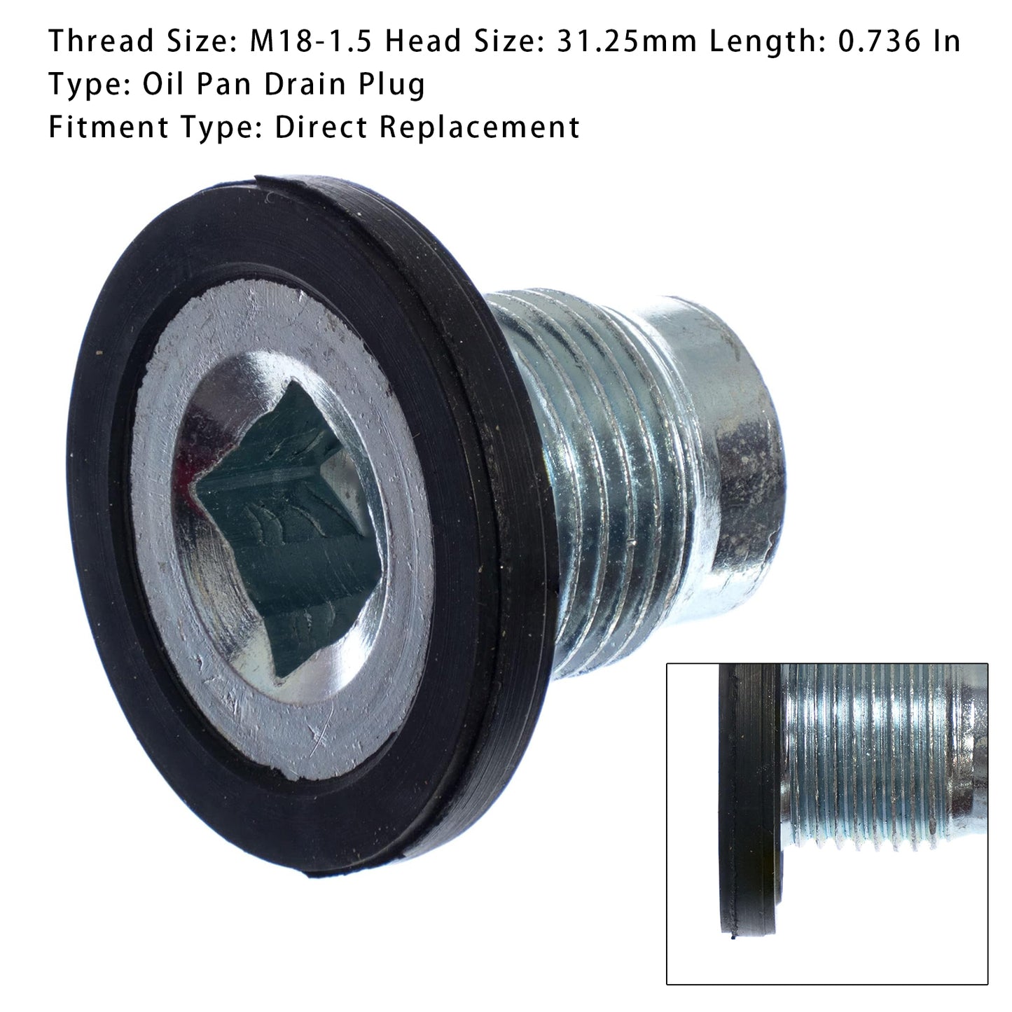 Ram 2500 3500 4500 5500 Pickup 101284 Replacement Engine Oil Pan Drain Plug w/ Molded Gasket