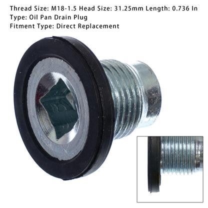 Ram 2500 3500 4500 5500 Pickup 101284 Replacement Engine Oil Pan Drain Plug w/ Molded Gasket