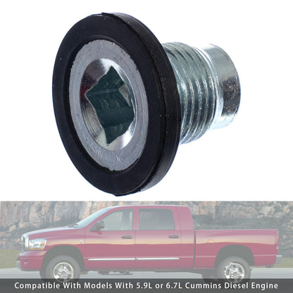 Ram 2500 3500 4500 5500 Pickup 101284 Replacement Engine Oil Pan Drain Plug w/ Molded Gasket
