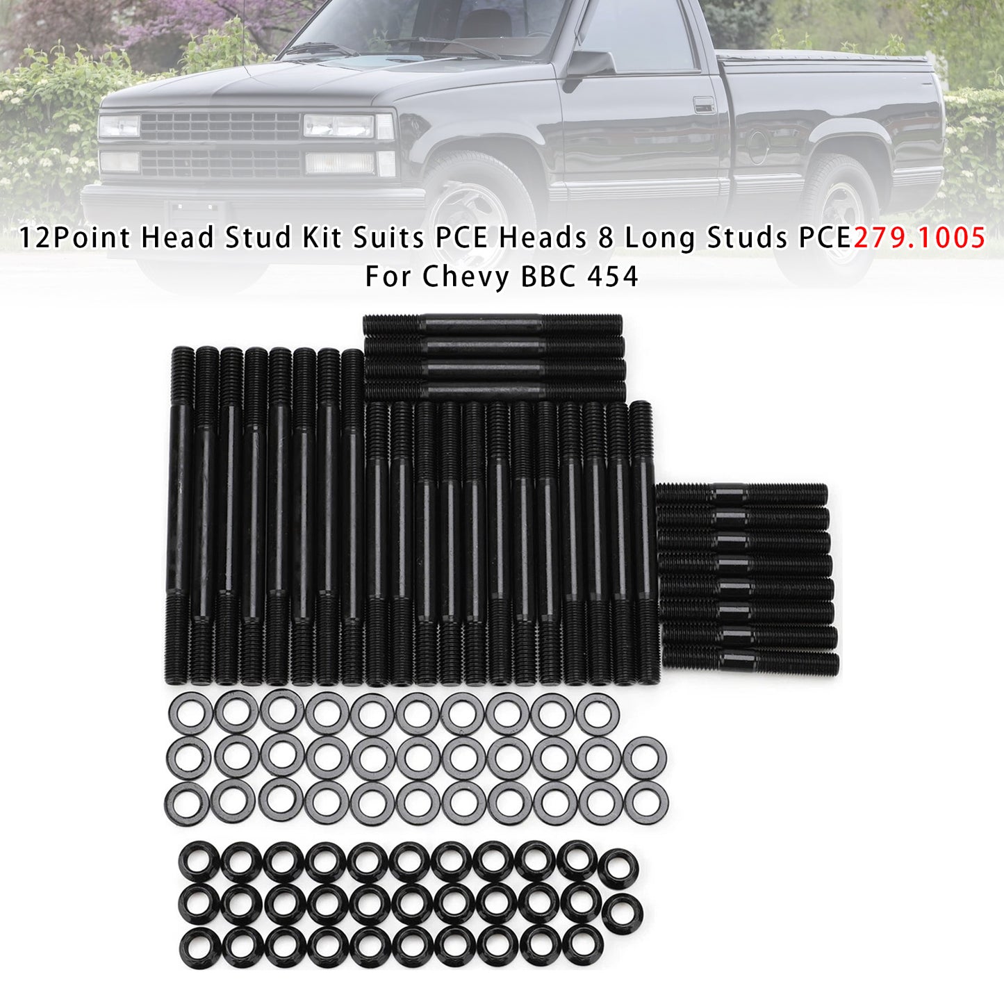 Chevy BBC 454 279.1005 12Point Head Stud Kit Suits PCE Heads 8 Long Studs PCE