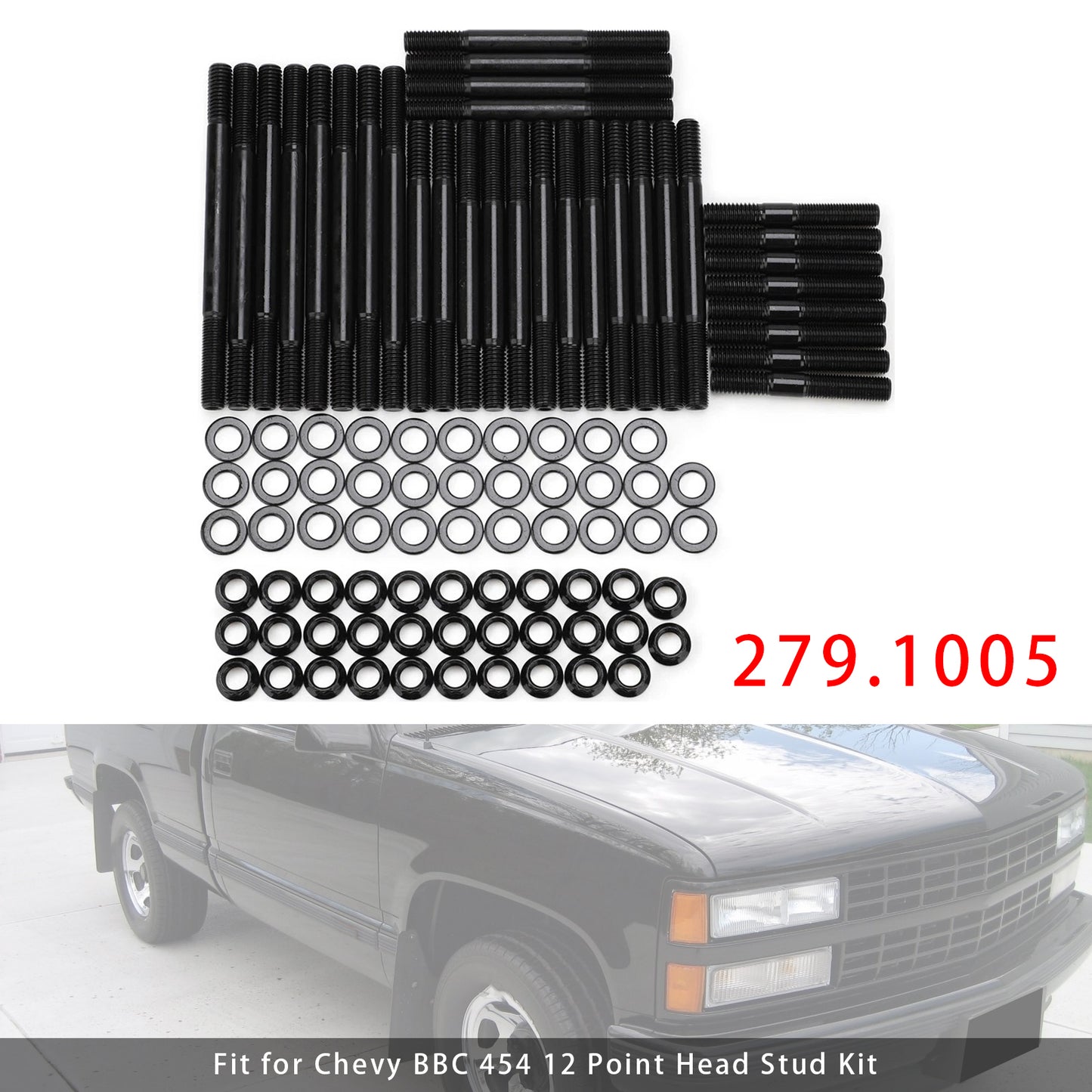 Chevy BBC 454 279.1005 12Point Head Stud Kit Suits PCE Heads 8 Long Studs PCE