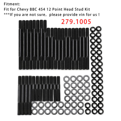 Chevy BBC 454 279.1005 12Point Head Stud Kit Suits PCE Heads 8 Long Studs PCE