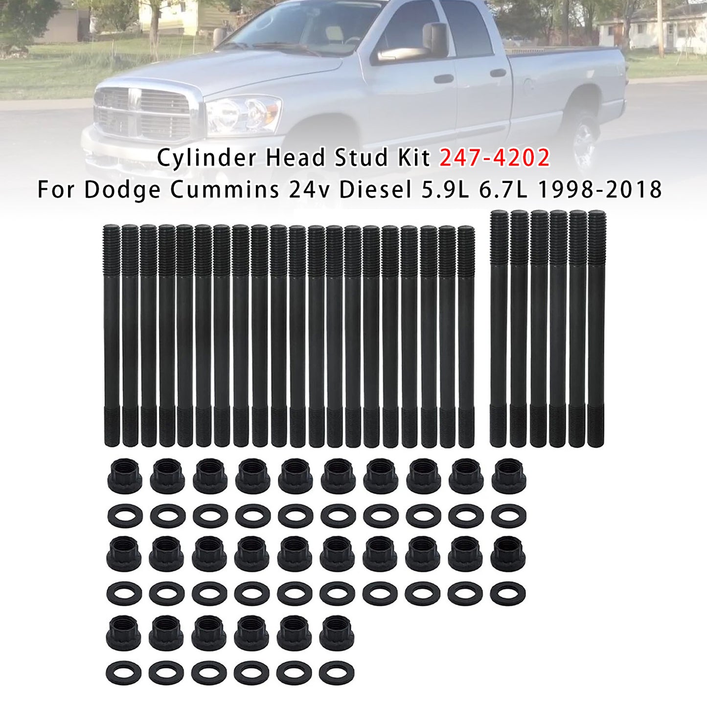 1998-2018 Dodge Cummins 24v Diesel 5.9L 6.7L 247-4202 Cylinder Head Stud Kit