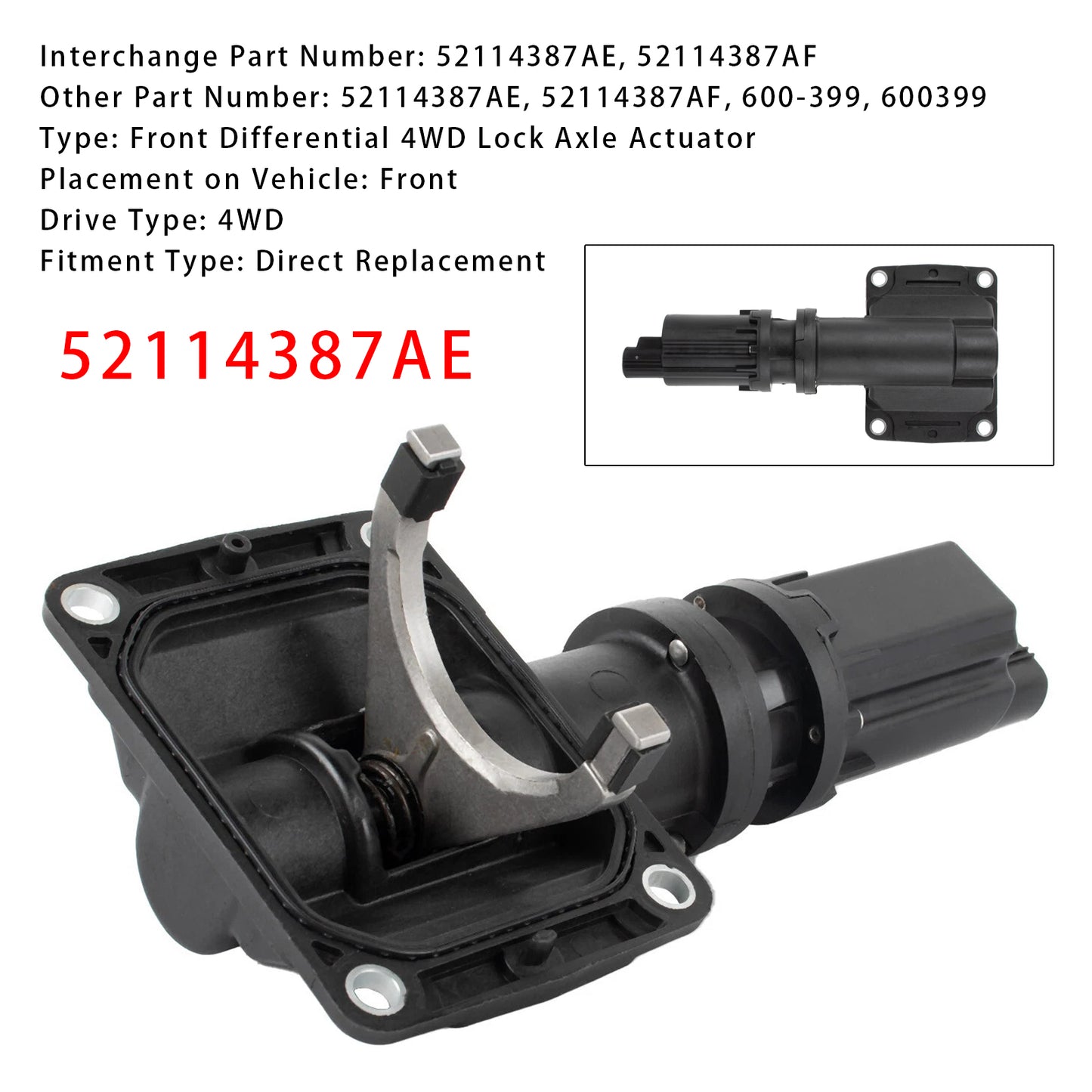 2008-2016 Dodge Ram 1500 52114387AE Front Differential 4WD Lock Axle Actuator