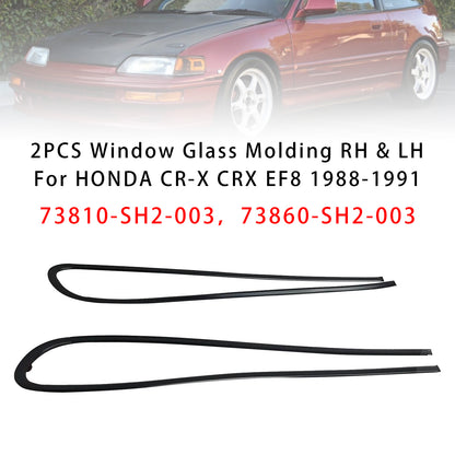 1988-1991 HONDA CR-X CRX EF8 2PCS Window Glass Molding RH & LH