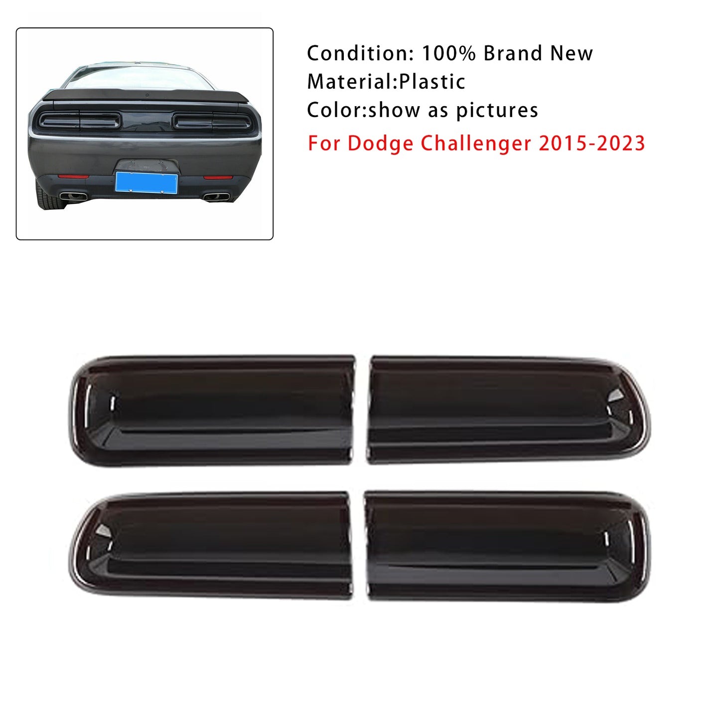 2015-2023 Dodge Challenger Smoked Tail Light Covers Light Exterior Accessories