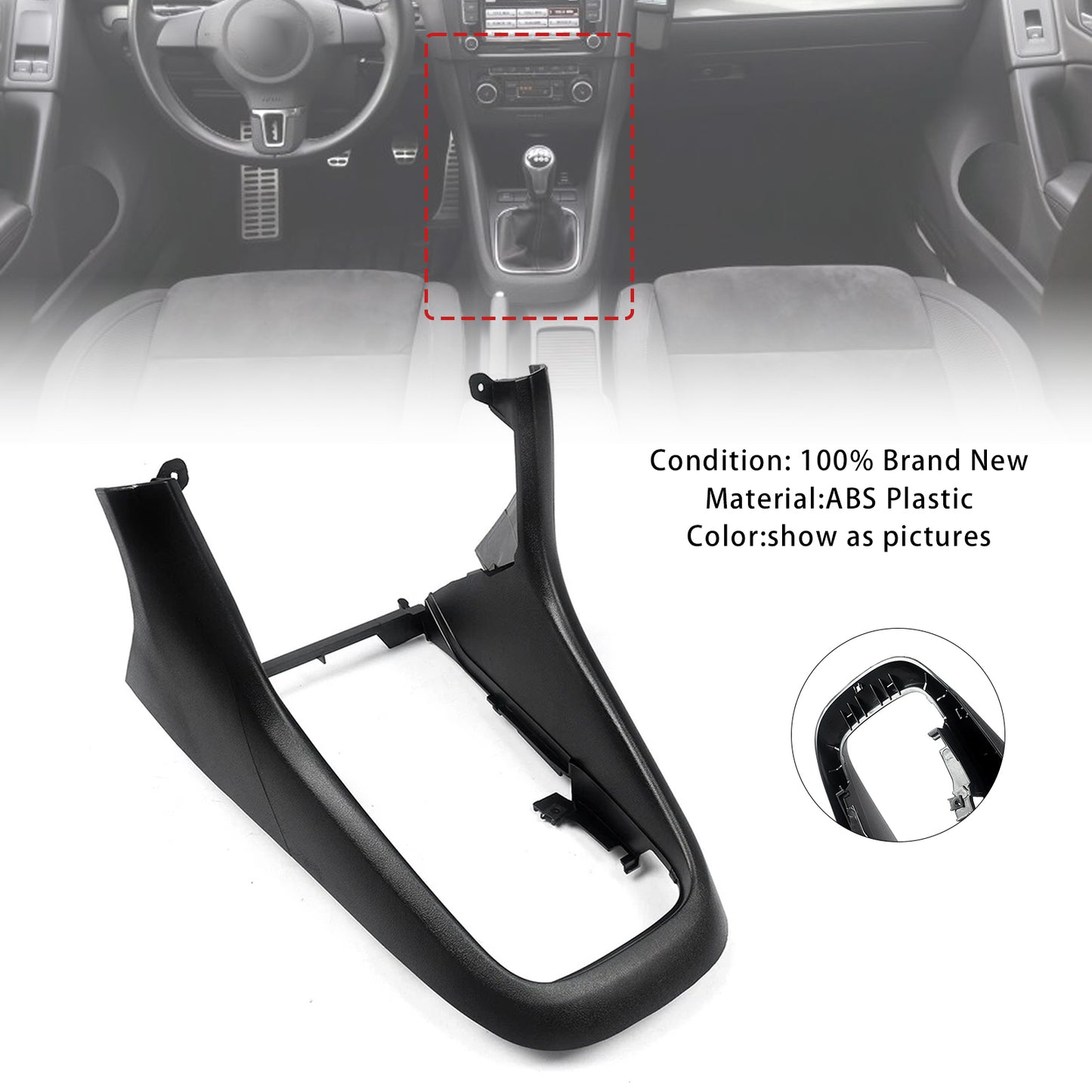 2009-2013 VW Volkswagen Golf 6 MK6 5K0863680 Center Console Gear Shift Knob Frame Trim