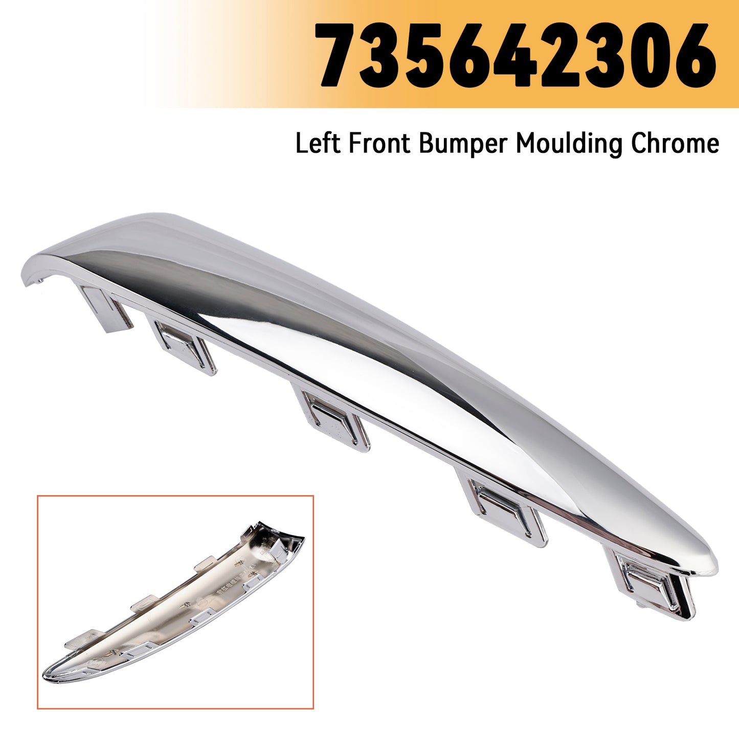 2015.08-2020 Fiat 500 Lounge 735642306 Front Bumper Moulding Chrome