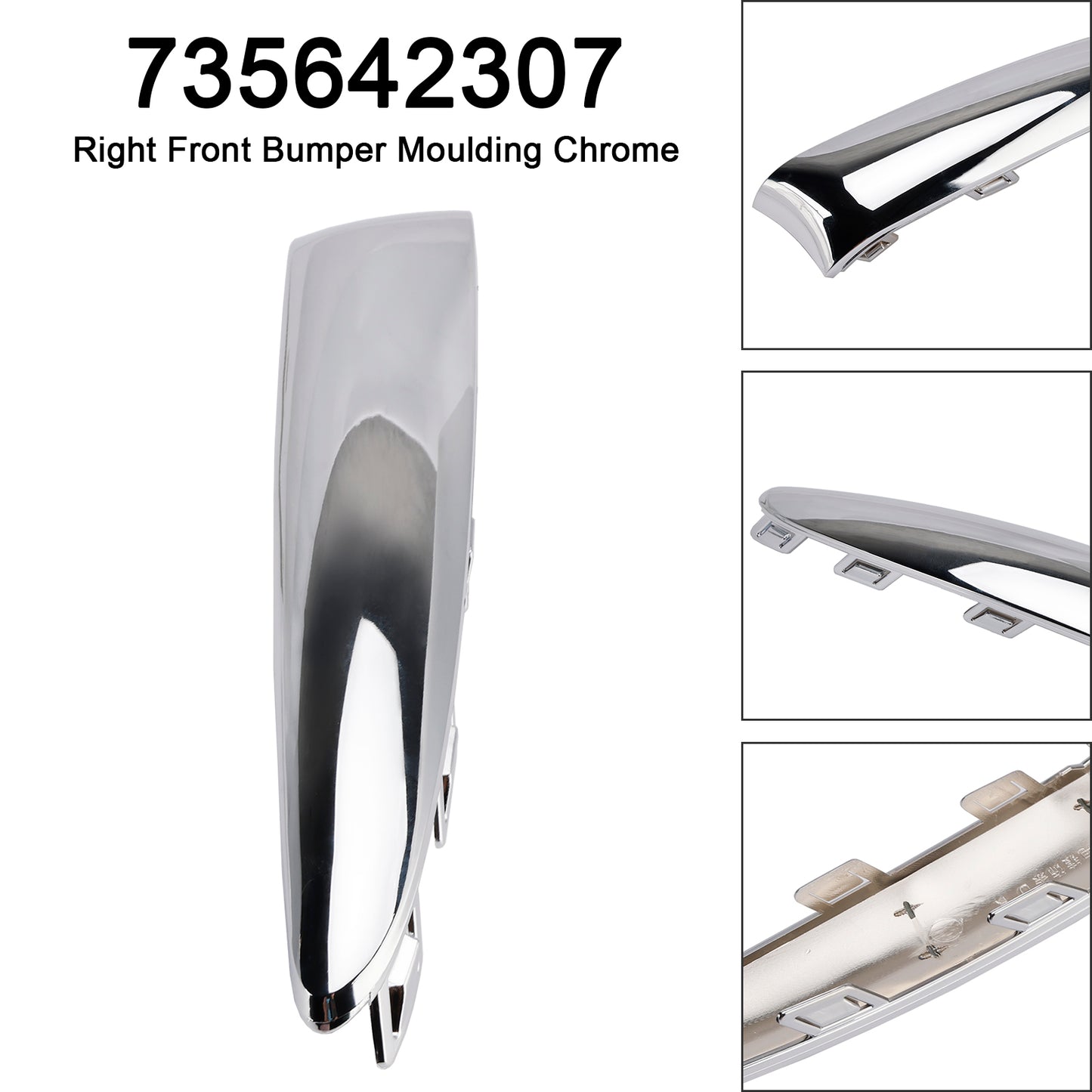 2015.08-2020 Fiat 500 Lounge 735642306 Front Bumper Moulding Chrome