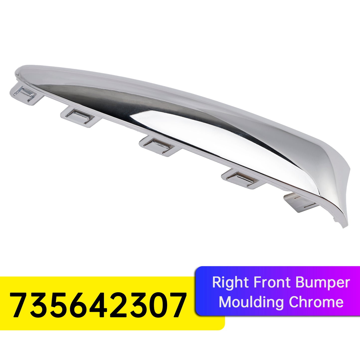 2015.08-2020 Fiat 500 Lounge 735642306 Front Bumper Moulding Chrome