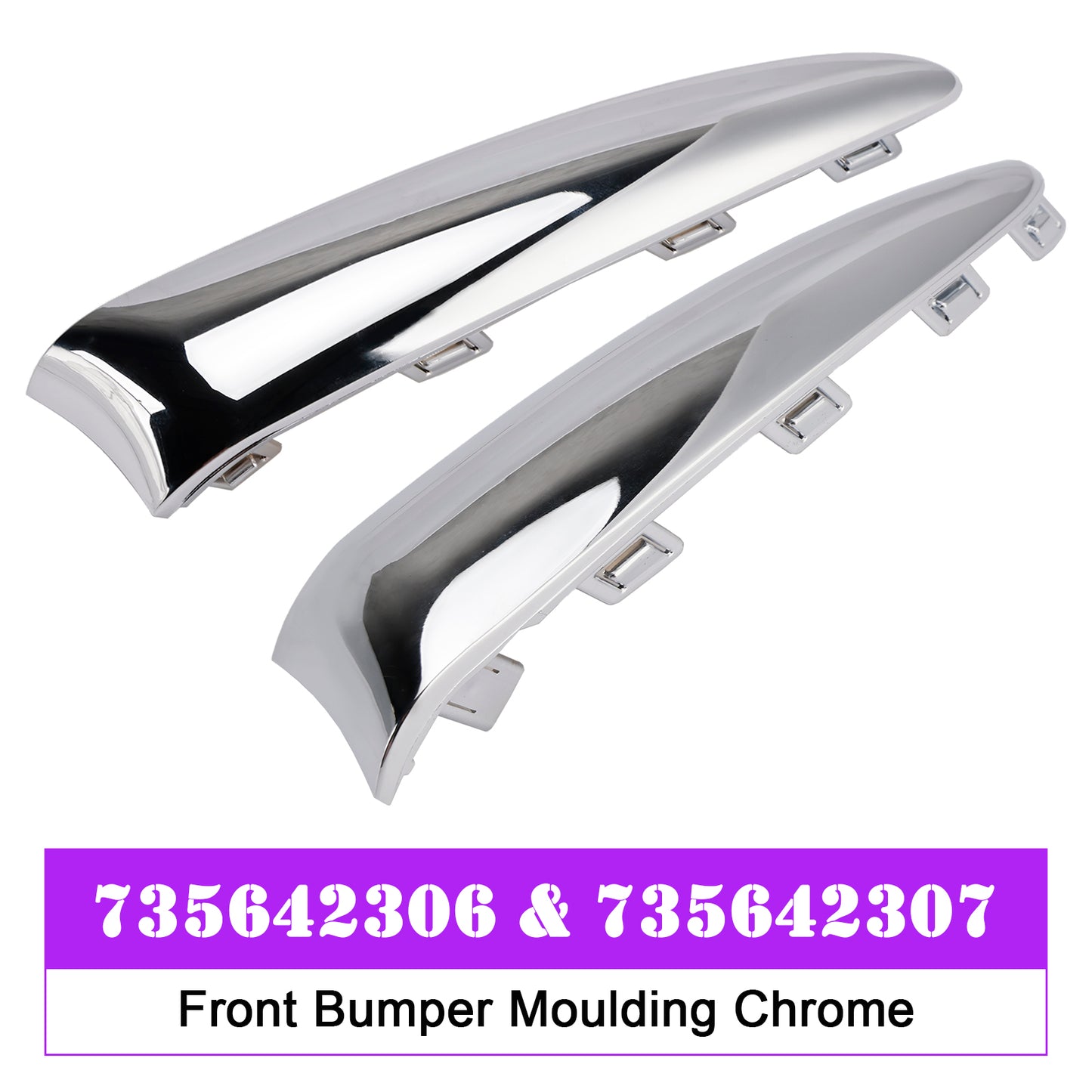 2015.08-2020 Fiat 500 Lounge 735642306 Front Bumper Moulding Chrome