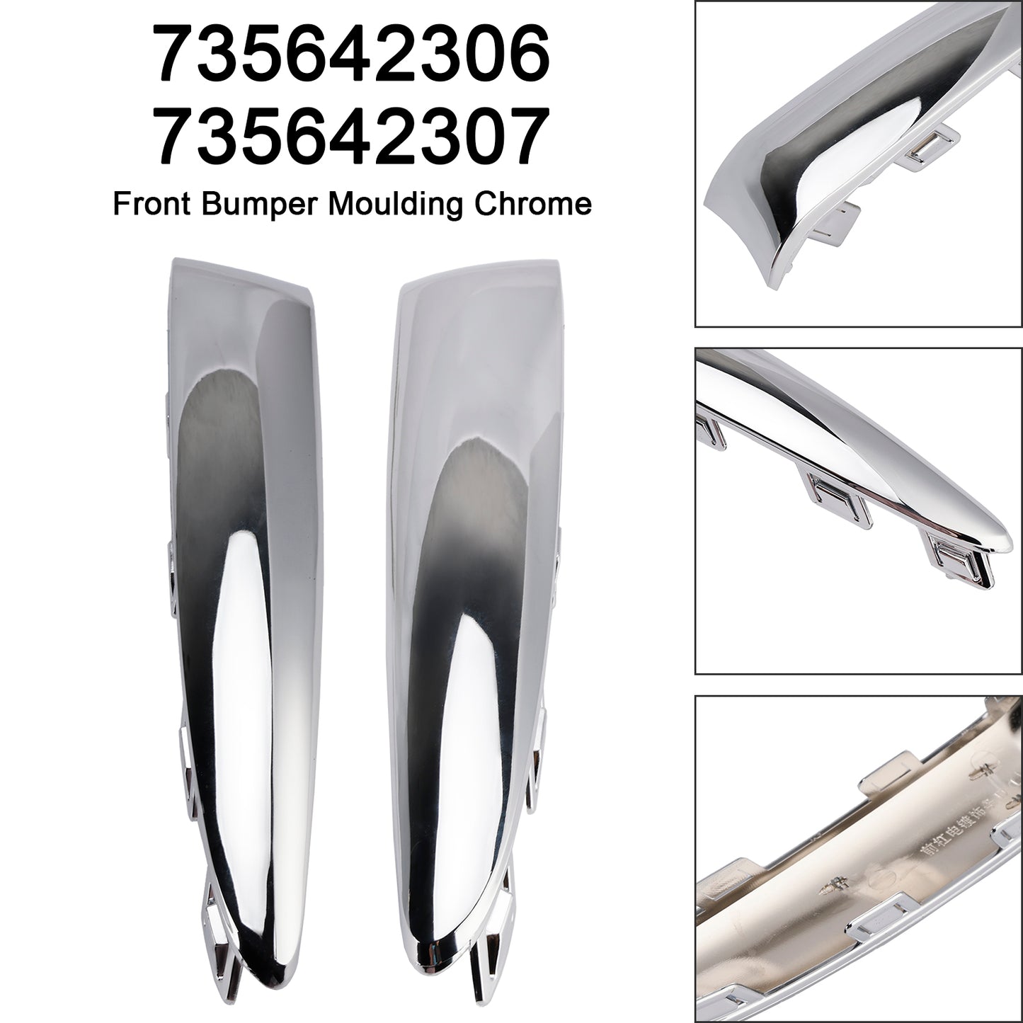 2015.08-2020 Fiat 500 Lounge 735642306 Front Bumper Moulding Chrome