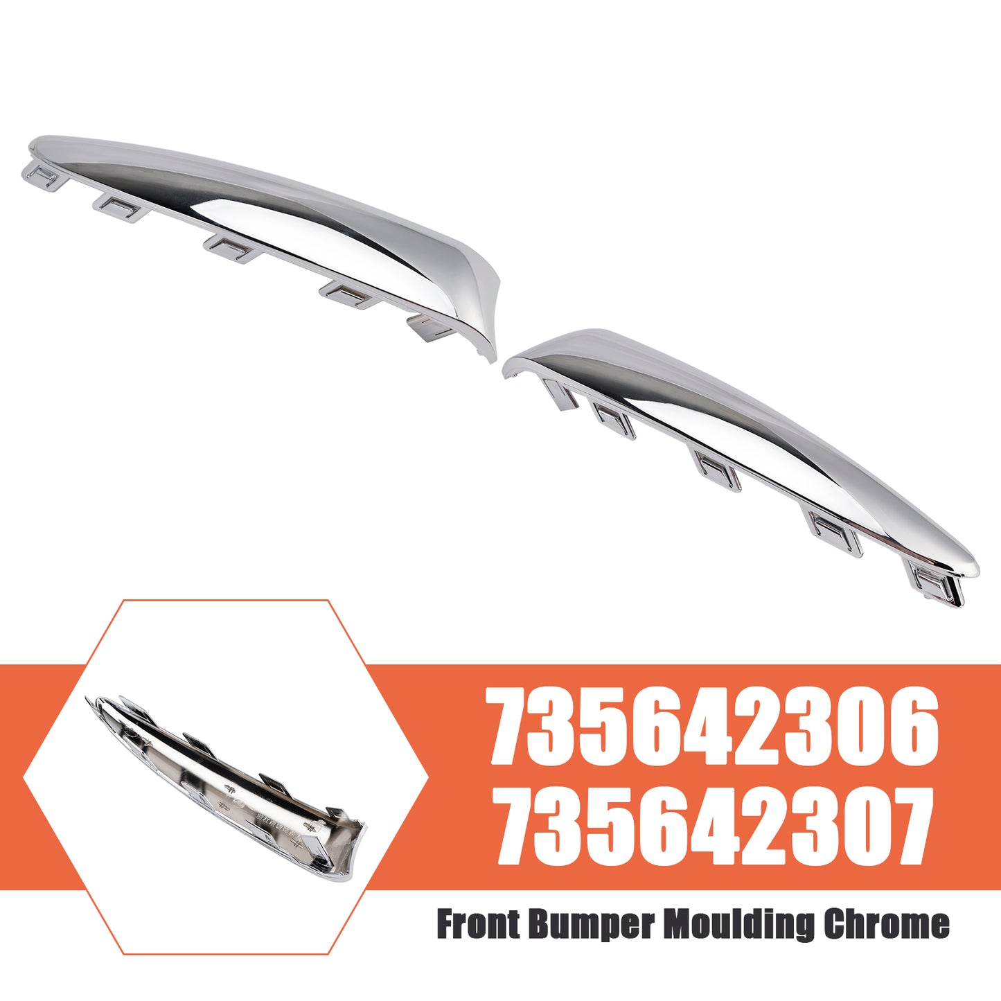 2015.08-2020 Fiat 500 Lounge 735642306 Front Bumper Moulding Chrome