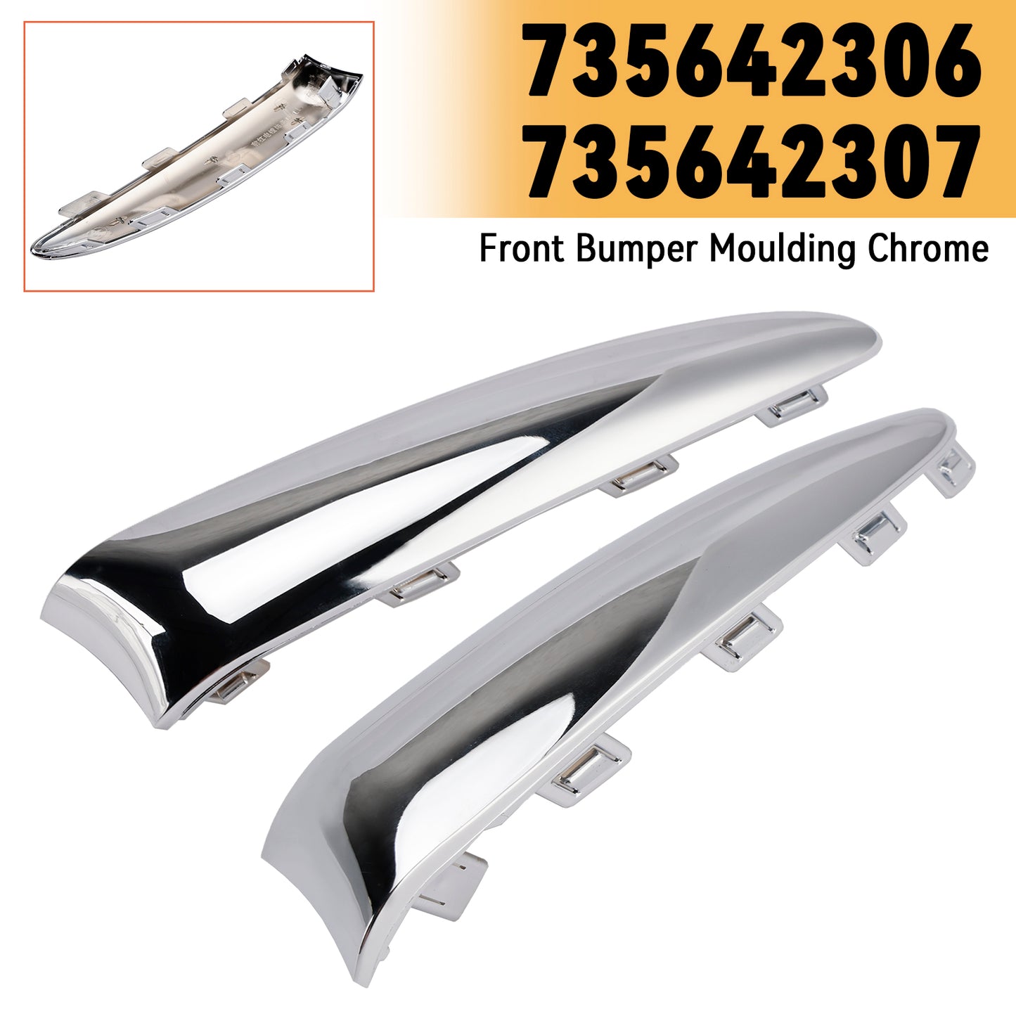 2015.08-2020 Fiat 500 Lounge 735642306 Front Bumper Moulding Chrome