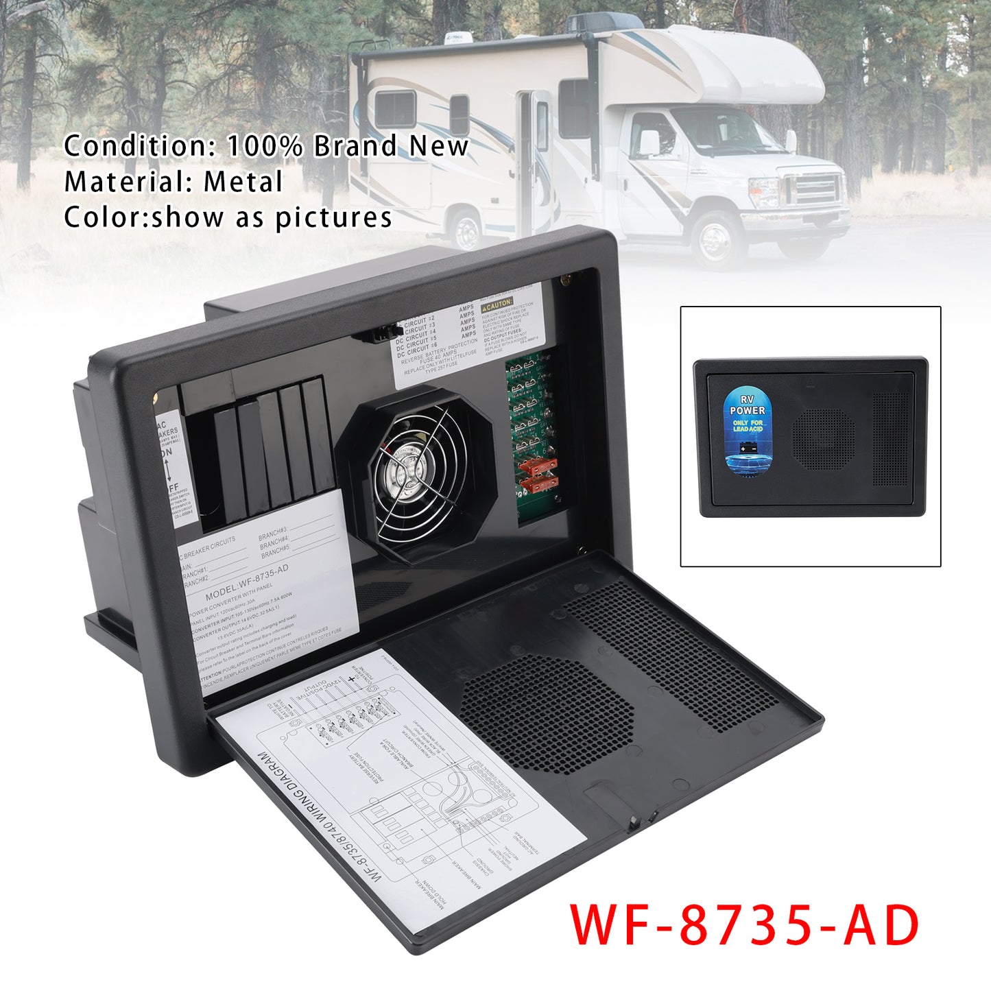 RV Camper And Various Recreational Vehicles WF-8735-AD RV Converter Charger 30 Amp Power Center Support Auto Detect 35 Amp DC Output wf-8735 Battery Charger