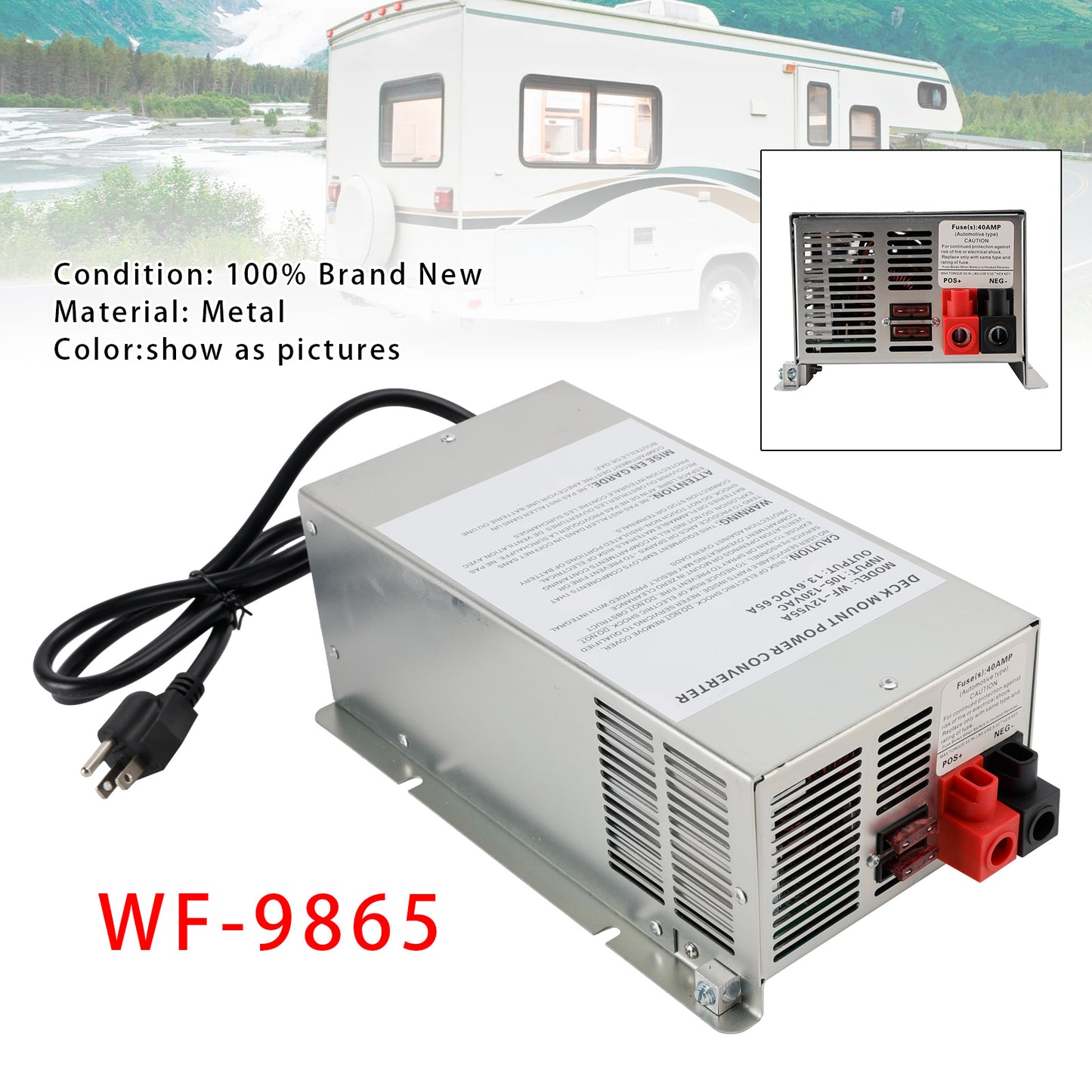 RV Trailer Camper WF-9865-MBA 65 Amp WF-9865 Power Converter ChargerOutput wf-8735 Battery Charger