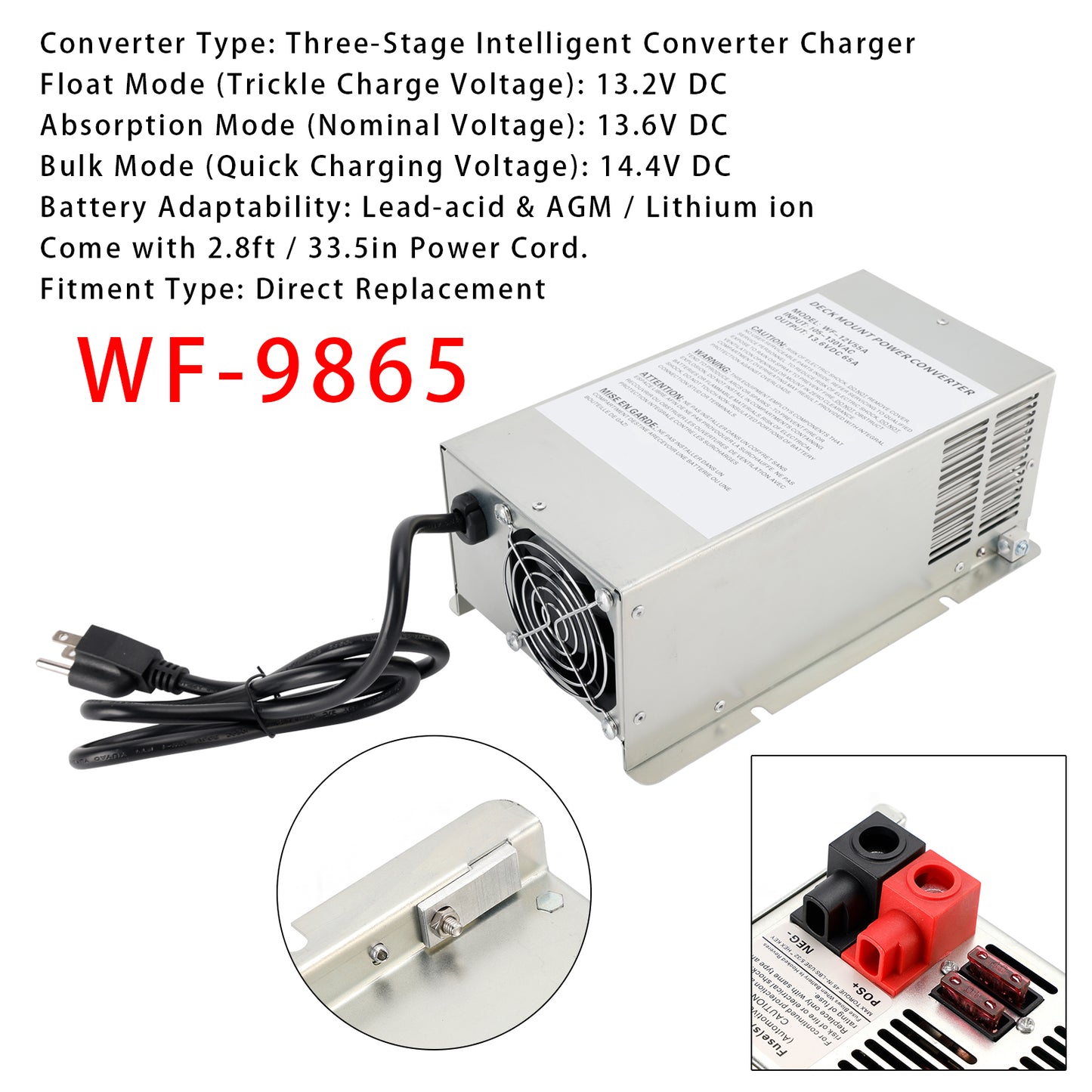 RV Trailer Camper WF-9865-MBA 65 Amp WF-9865 Power Converter ChargerOutput wf-8735 Battery Charger