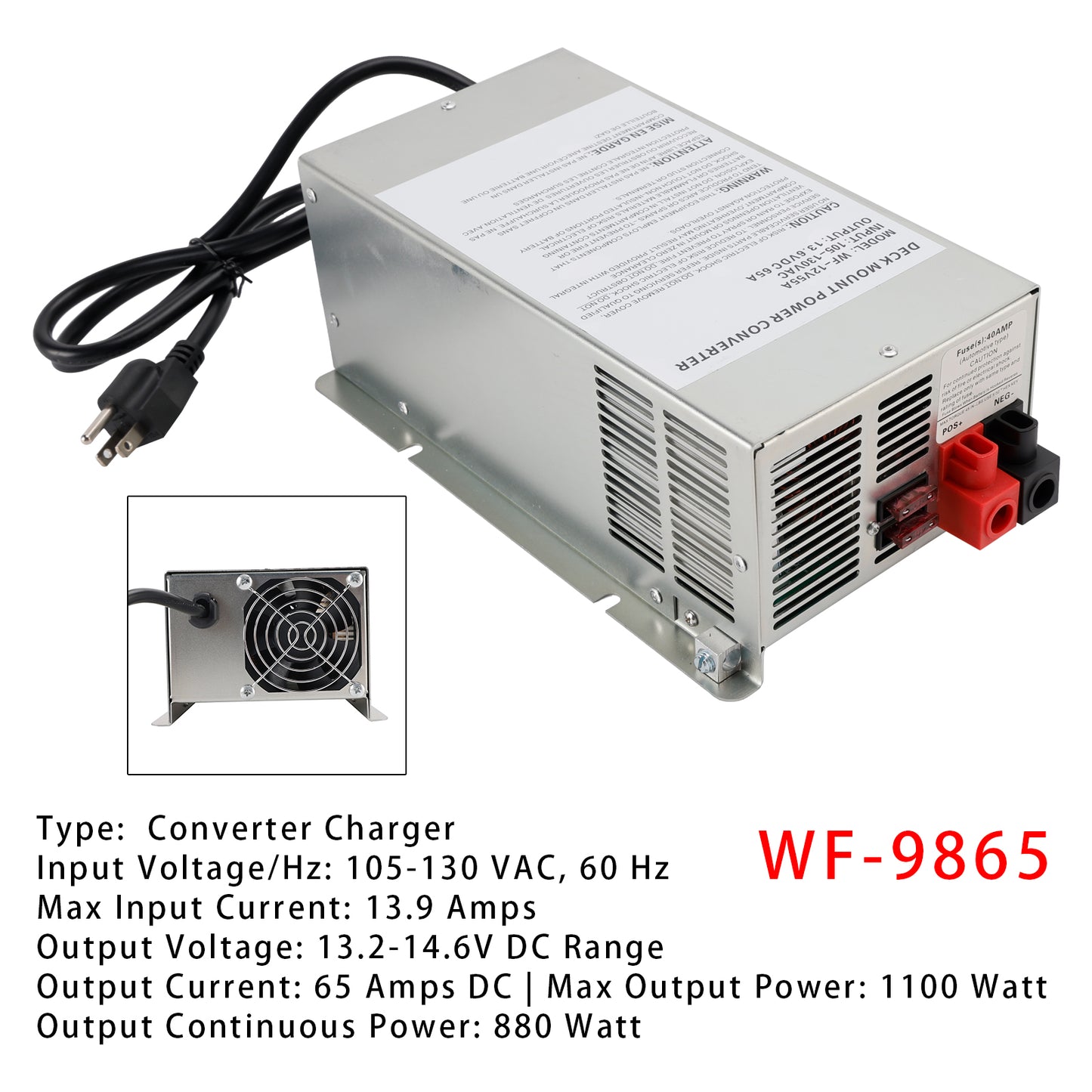 RV Trailer Camper WF-9865-MBA 65 Amp WF-9865 Power Converter ChargerOutput wf-8735 Battery Charger