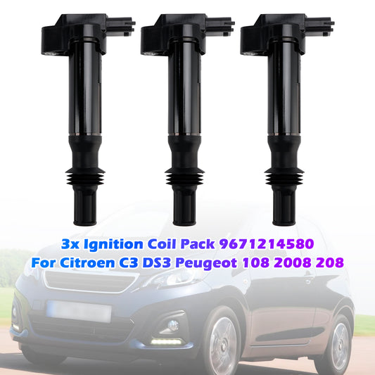 Citroen C3 DS3 Peugeot 108 2008 208 9671214580 3x Ignition Coil Pack