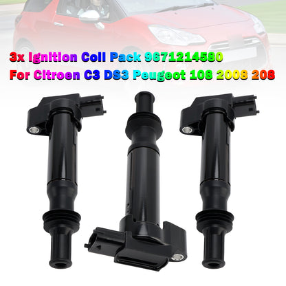 2008 Peugeot 108 208 301 308 9671214580 3x Ignition Coil Pack