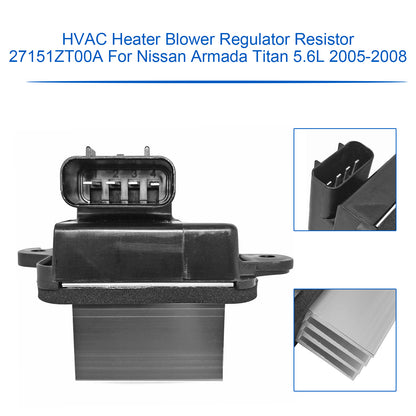 2005-2008 Nissan Armada Titan 5.6L 27151ZT00A HVAC Heater Blower Regulator Resistor