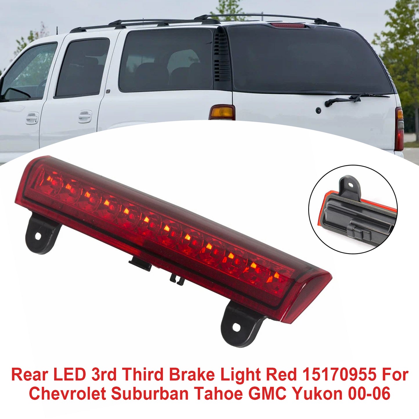 00-06 Chevrolet Suburban Tahoe GMC Yukon 15170955 Rear LED 3rd Third Brake Light Red