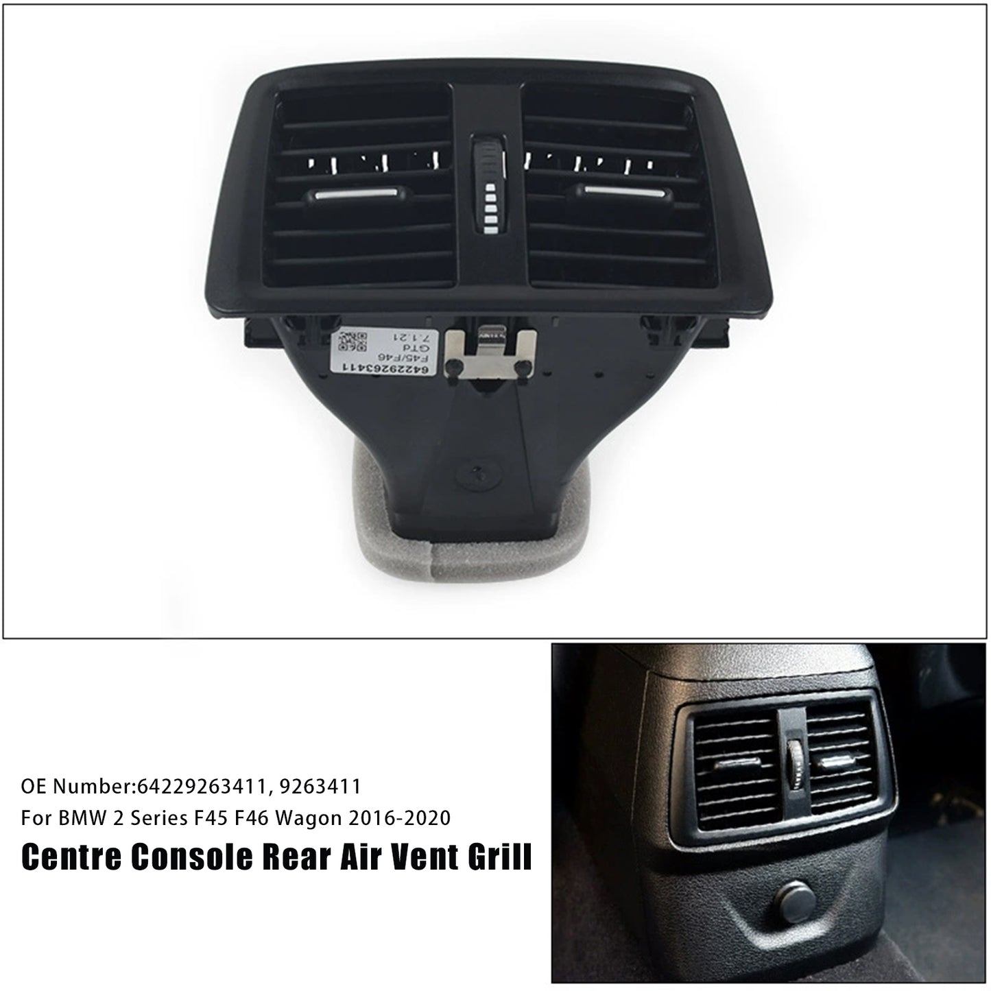 2016-2020 BMW F45 F46 9263411 Centre Console Rear Air Vent Grill