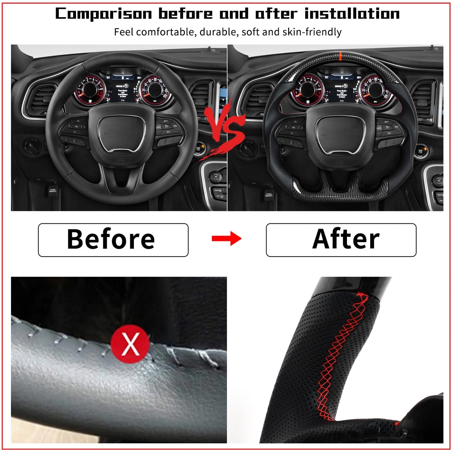 2015-2020 Jeep Grand Cherokee SRT Carbon Fiber Heated Steering Wheel Fit Dodge