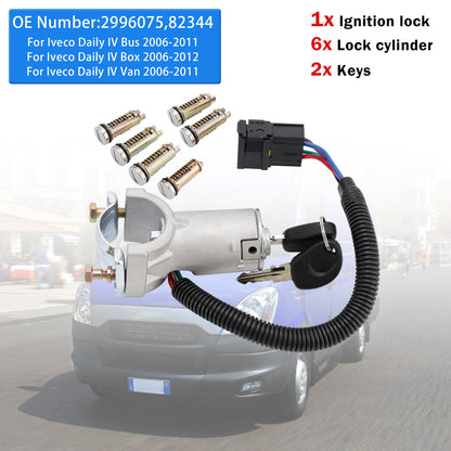2006-2011 Iveco Daily IV Bus 2996075 Ignition lock + 6x locking cylinder + key
