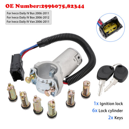 2006-2011 Iveco Daily IV Bus 2996075 Ignition lock + 6x locking cylinder + key