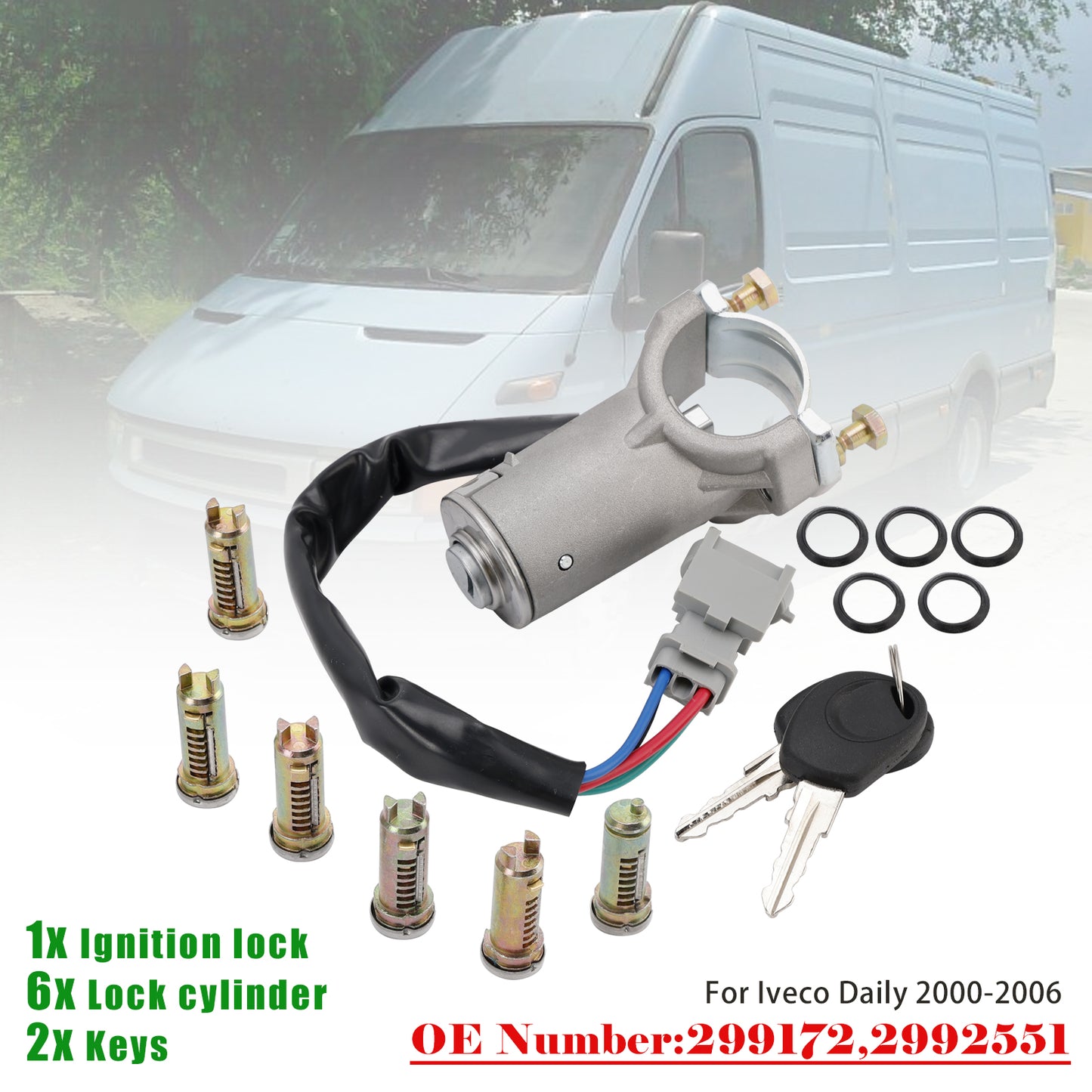 2000-2006 Iveco Daily 2991727 Ignition lock + 6x locking cylinder + key