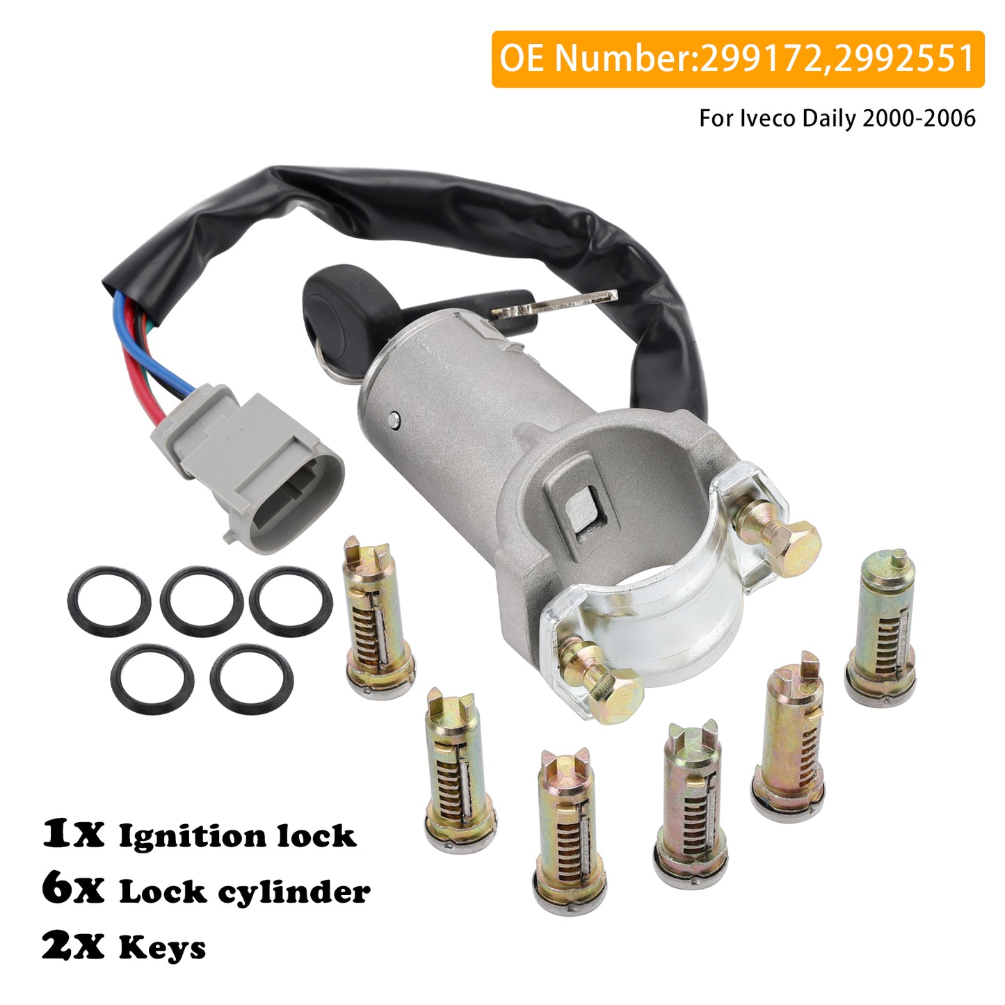 2000-2006 Iveco Daily 2991727 Ignition lock + 6x locking cylinder + key