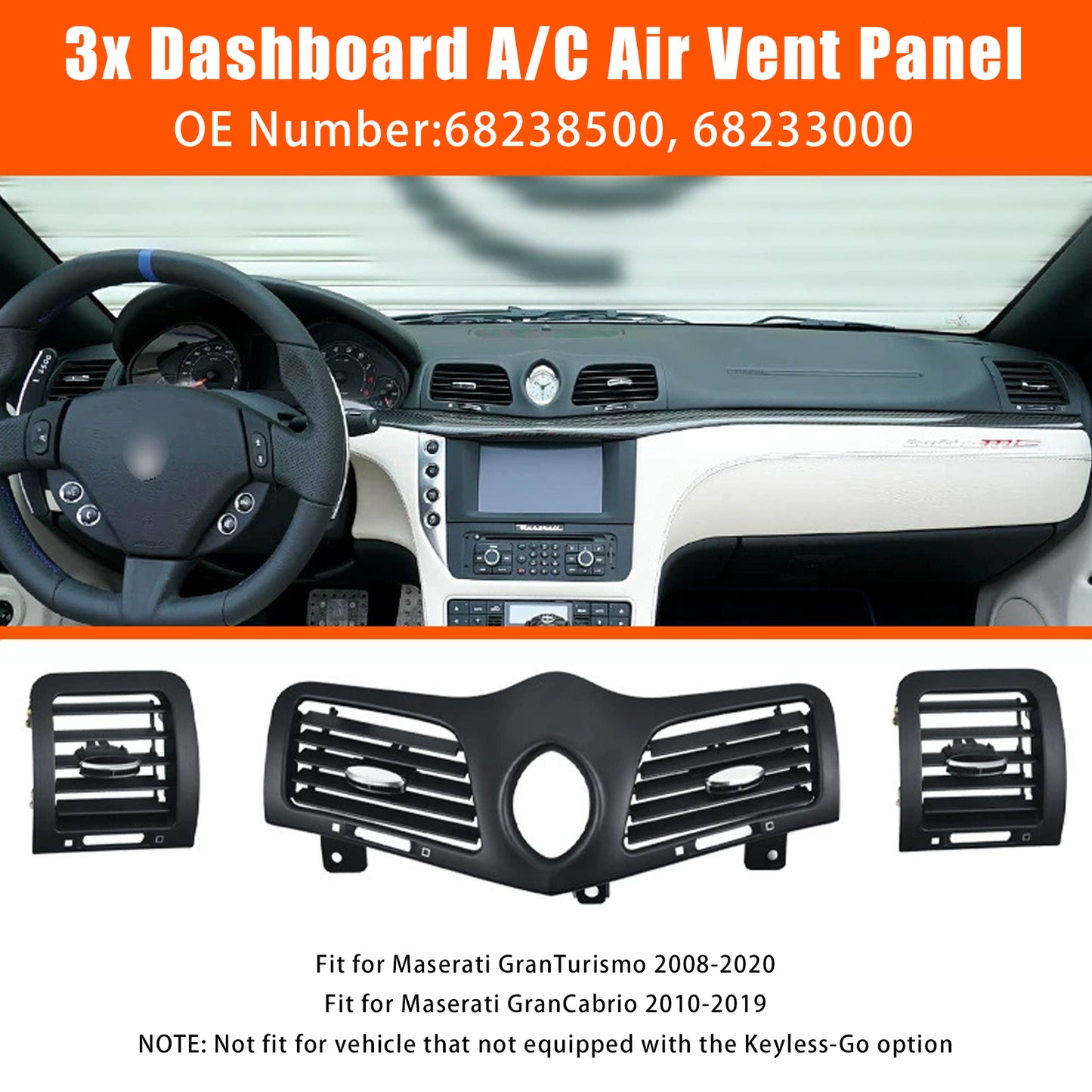 2010-2019 Maserati GranCabrio 68238500 Dashboard A/C Air Vent Panel Grille