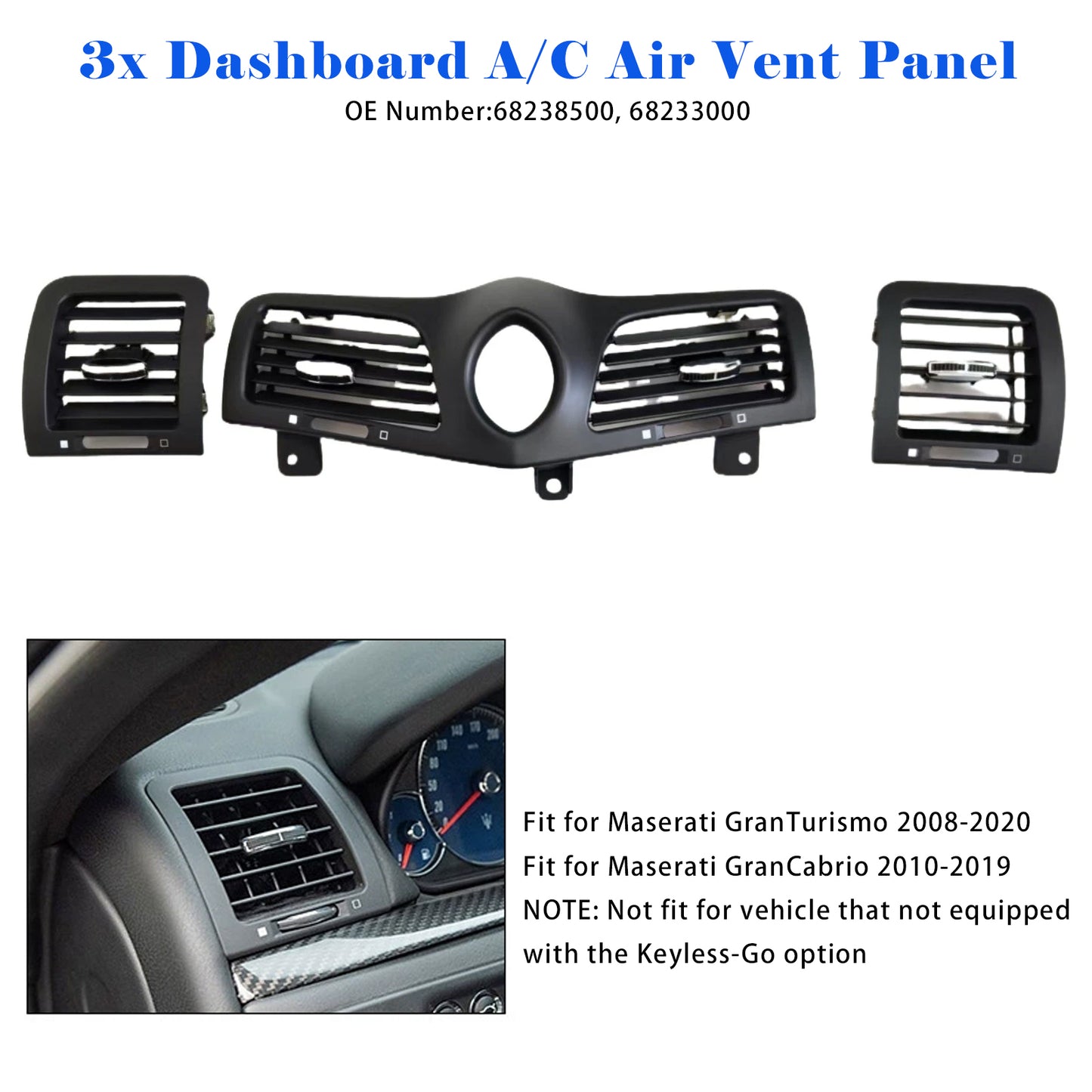 2010-2019 Maserati GranCabrio 68238500 Dashboard A/C Air Vent Panel Grille