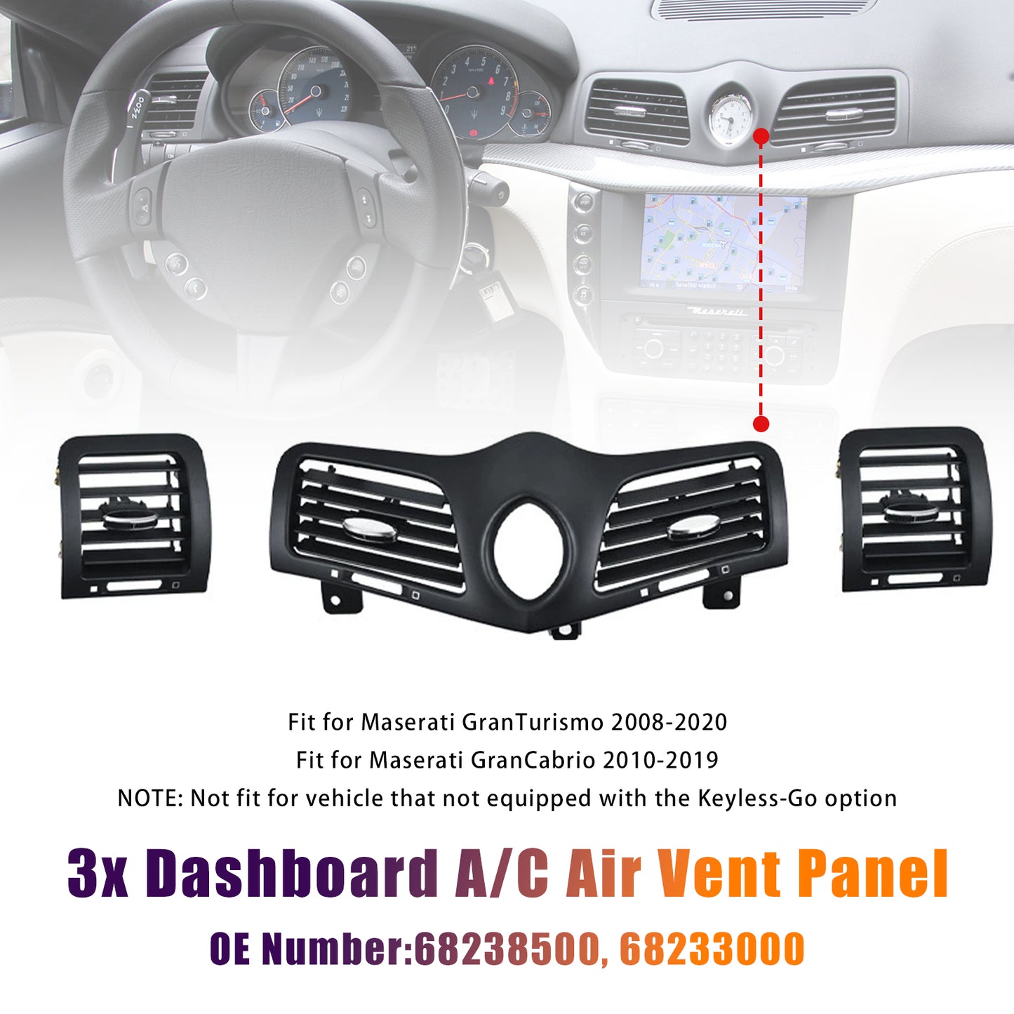 2010-2019 Maserati GranCabrio 68238500 Dashboard A/C Air Vent Panel Grille