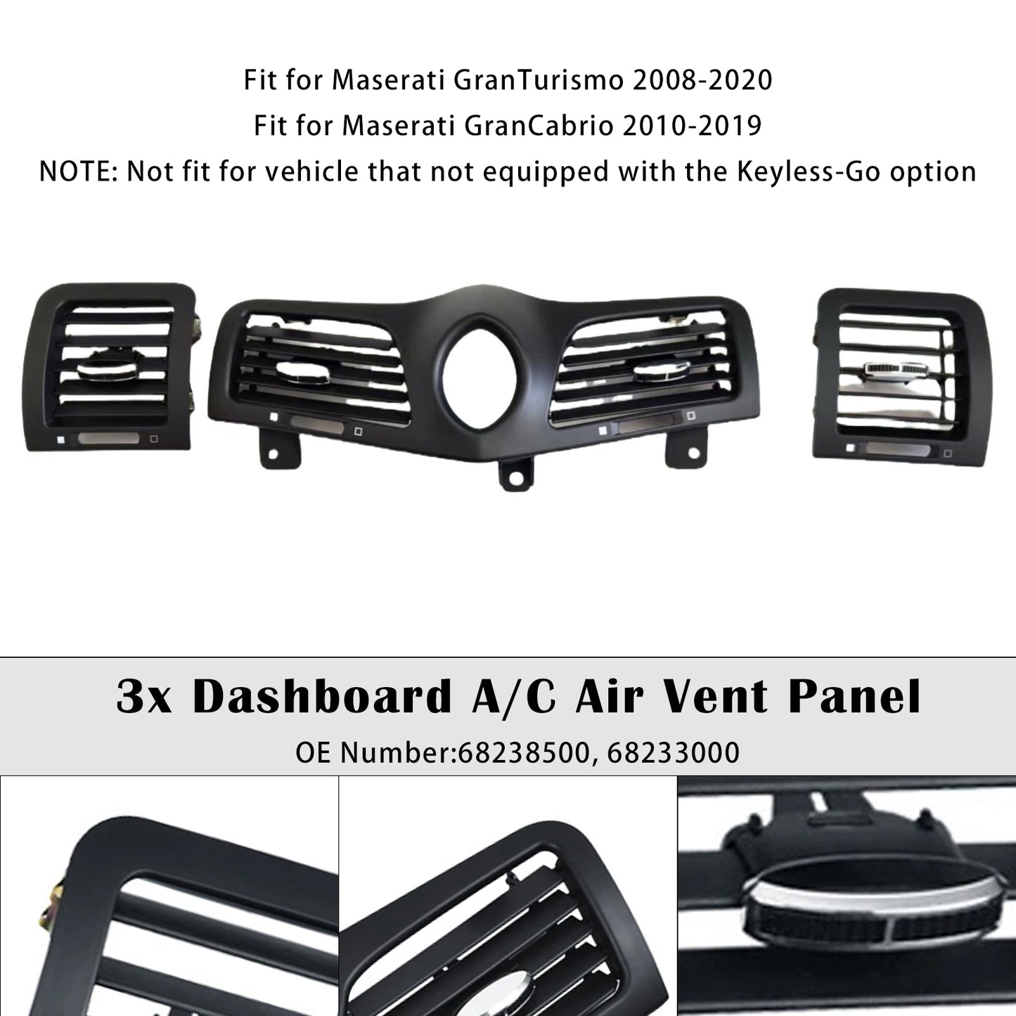 2010-2019 Maserati GranCabrio 68238500 Dashboard A/C Air Vent Panel Grille