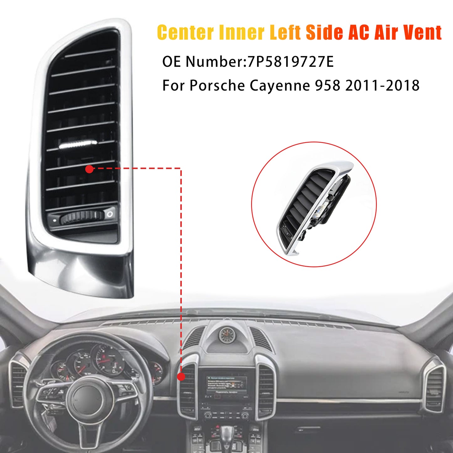 Center Dash A/C Air Vent 2011-2018 Porsche Cayenne 958 7P5819727E