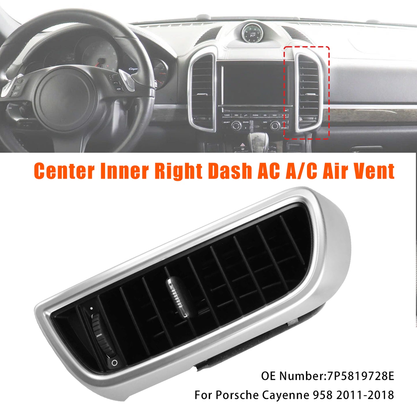 Center Dash A/C Air Vent 2011-2018 Porsche Cayenne 958 7P5819727E