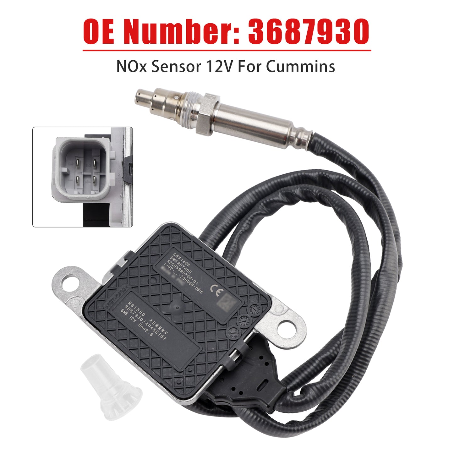 Cummins 11.9L 15L ISX15 3687930 Nitrogen Oxide NOx Sensor 12V Fit
