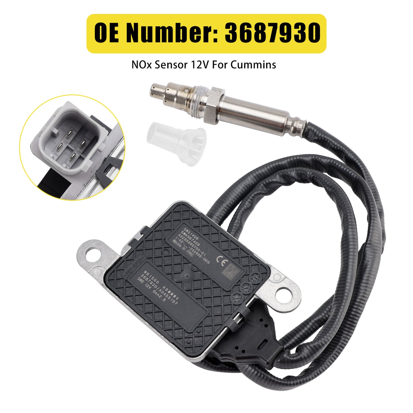 Cummins 11.9L 15L ISX15 3687930 Nitrogen Oxide NOx Sensor 12V Fit